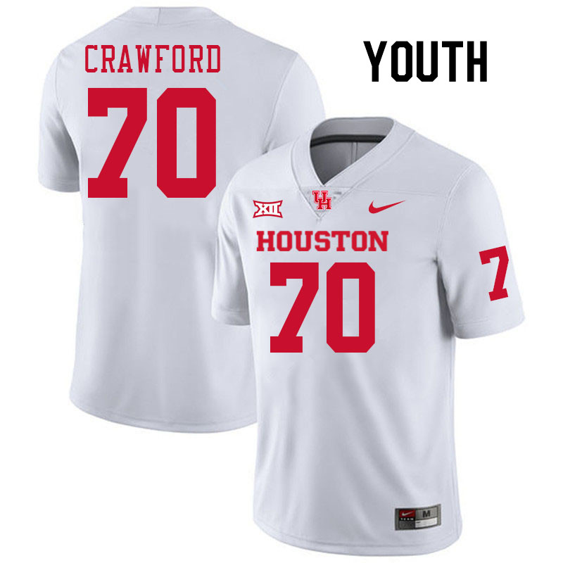 Youth #70 Larry Crawford Houston Cougars College Football Jerseys Stitched-White